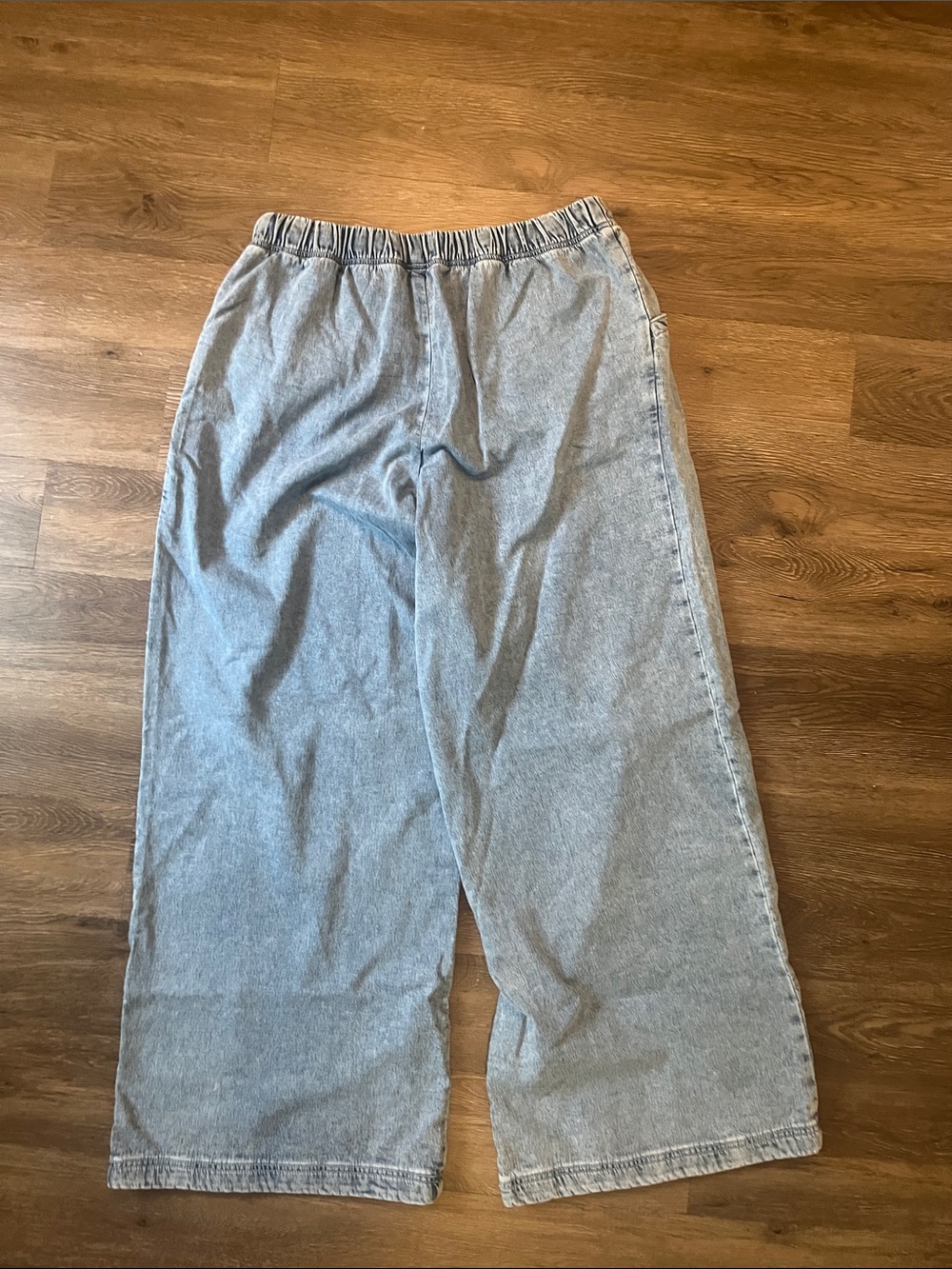 aerie Light Wash Wide Leg Drawstring Pants - Picture 3 of 4